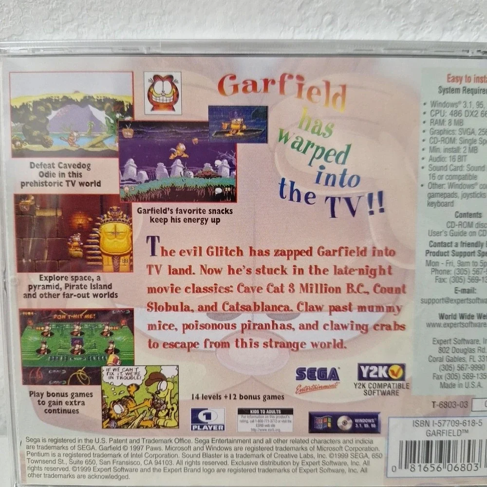 RARE Vintage NEW Garfield In TV Land Sega Entertainment CD-ROM PC SEALED